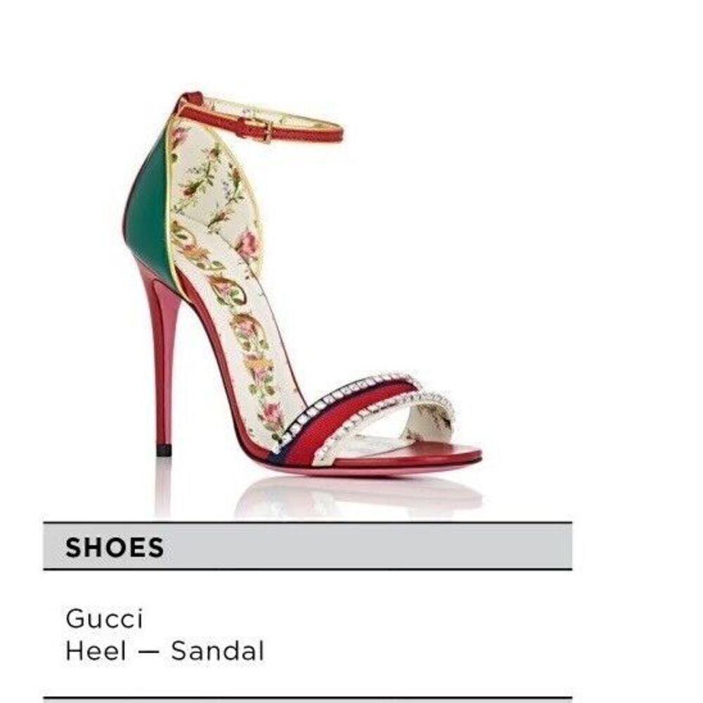 NIB Gucci Heel Sandals Slingback Rhinestones Crystal Bling Strap EUR 37.5
